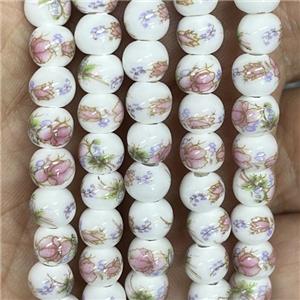 Porcelain beads, round, approx 6mm dia