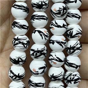 Porcelain beads, round, approx 8mm dia