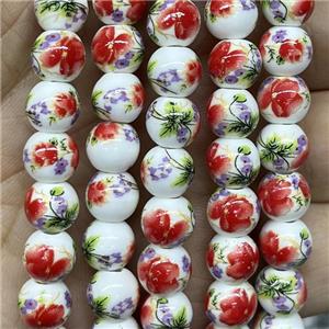 Porcelain beads, round, approx 8mm dia