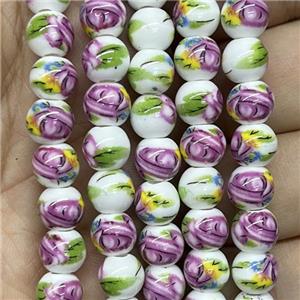 Porcelain beads, round, approx 8mm dia