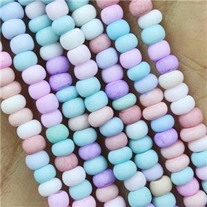 Multicolor Lampwork Glass Rondelle Beads Matte, approx 4mm