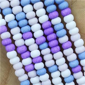 Multicolor Lampwork Glass Rondelle Beads Matte, approx 4mm