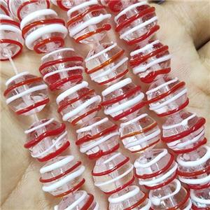 Round Lampwork Glass Beads Line Red, approx 12mm dia