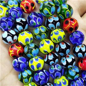 Round Lampwork Glass Beads Mix Color, approx 12mm dia