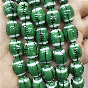 Deepgreen Porcelain Rugby Beads American Football Sport Rice, approx 12-15mm