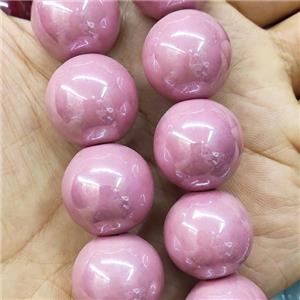 Pink Porcelain Beads Smooth Round, approx 20mm, 20pcs per st