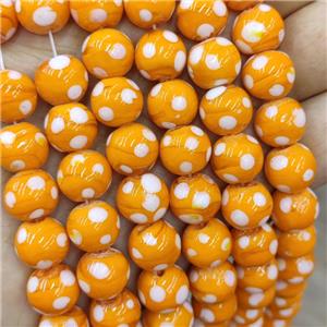 Orange Lampwork Glass Beads Spot Smooth Round, approx 10mm