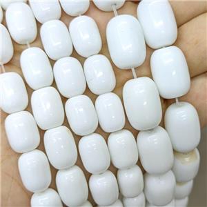 White Porcelain Barrel Beads, approx 6x10mm