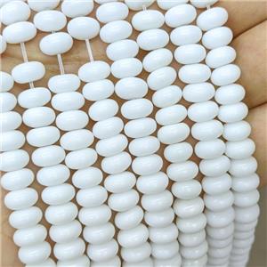 White Porcelain Beads Smooth Rondelle, approx 8x12mm