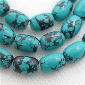 green Assembled Turquoise barrel beads, approx 8x10mm