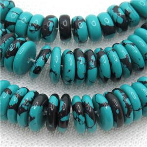 green Assembled Turquoise heishi beads, approx 3x12mm