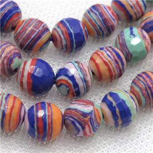 Synthetic Malachite beads, faceted round, multicolor, approx 12mm dia