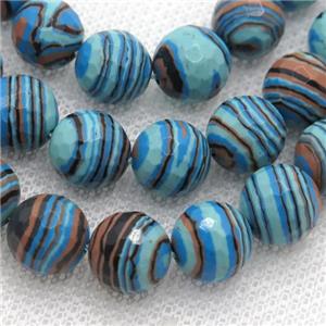 Synthetic Malachite beads, faceted round, multicolor, approx 10mm dia