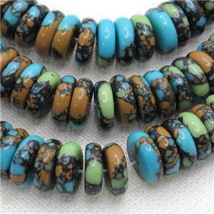 Assembled Turquoise heishi beads, multicolor, approx 3x8mm