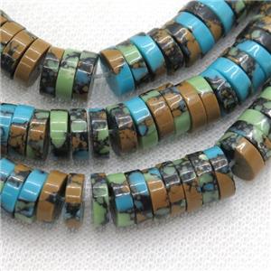 Assembled Turquoise heishi beads, multicolor, approx 3x8mm