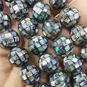 Abalone Shell Beads, faceted round, approx 12mm dia