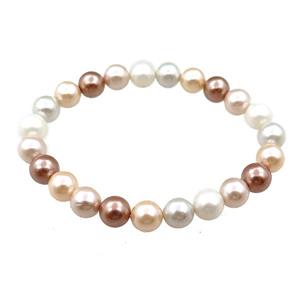 pearlized shell bracelet, mulitcolor, approx 8mm dia