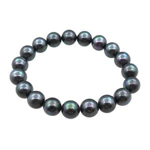 pearlized shell bracelet, rainbow, approx 10mm dia