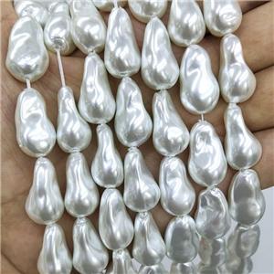 Baroque Style White Pearlized Shell Beads Freeform, approx 13-22mm