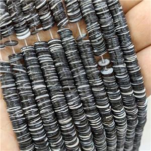 Natural Sea Shell Heishi Beads Black Dye, approx 8mm