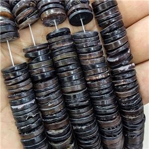 Natural Sea Shell Heishi Beads Coffee Dye, approx 12mm