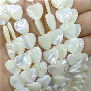 White MOP Shell Heart Beads, approx 12mm, 35pcs per st