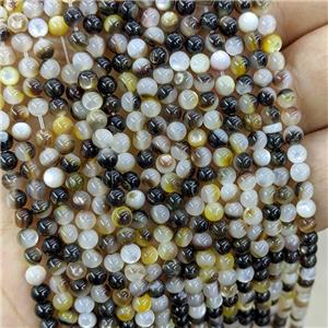 Natural MOP Shell Beads Black Yellow Smooth Round, approx 4mm