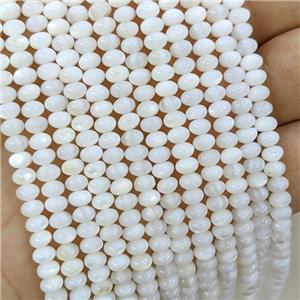 White MOP Shell Beads Smooth Rondelle, approx 5mm