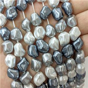 Pearlized Shell Beads Freeform Mixed Color, approx 9-12mm