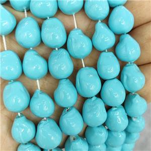 Turqblue Pearlized Porcelain Beads Freeform, approx 12-15mm