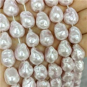 Lt.pink Pearlized Porcelain Beads Freeform, approx 12-15mm