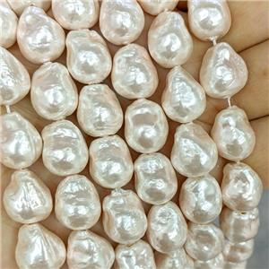 White Pearlized Porcelain Beads Freeform, approx 12-15mm