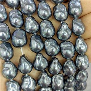 Blackgray Pearlized Porcelain Beads Freeform, approx 12-15mm