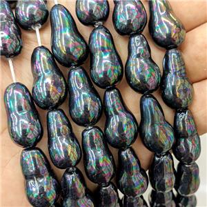 Baroque Style Pearlized Shell Freeform Black AB-Color, approx 12-22mm