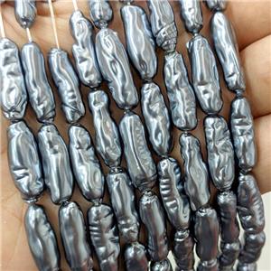 Baroque Style Pearlized Shell Stick Beads Darkgray, approx 7-22mm