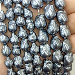 Baroque Style Pearlized Shell Beads DarkGray Freeform, approx 9-12mm