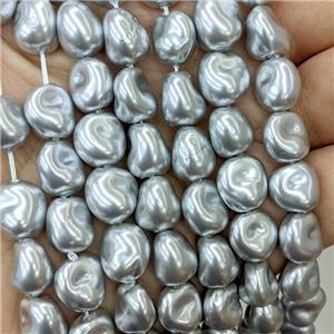 Baroque Style Pearlized Shell Beads Silvergray Freeform, approx 9-11mm