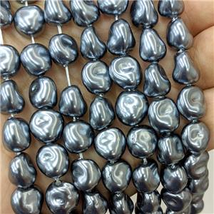 Baroque Style Pearlized Shell Beads Darkgray Freeform, approx 9-11mm