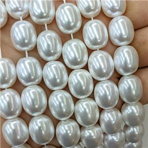 Baroque Style Pearlized Shell Beads Barrel White, approx 13-15mm