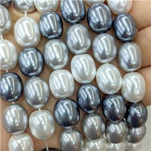 Baroque Style Pearlized Shell Beads Barrel Mixed Color, approx 13-15mm