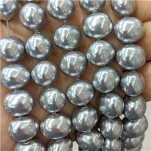 Silvergray Pearlized Shell Potato Beads, approx 13-16mm