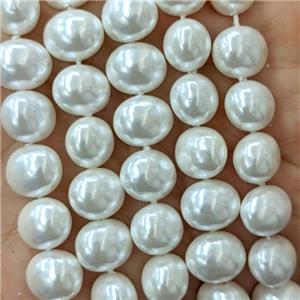 White Pearlized Shell Potato Beads, approx 10-12mm