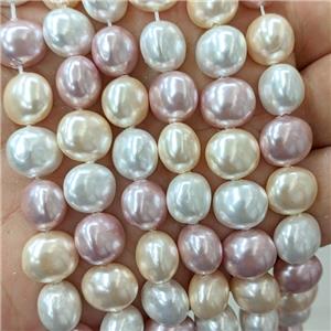 Pearlized Shell Potato Beads Mix Color, approx 10-12mm