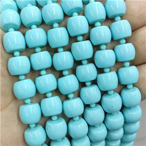 Pearlized Shell Beads Barrel Blueturq Dye, approx 12mm