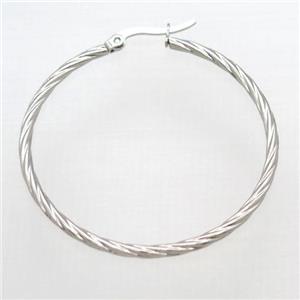 raw stainless steel Hoop Earrings, approx 2mm, 44mm dia