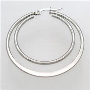 raw stainless steel Hoop Earrings, approx 34mm, 44mm dia