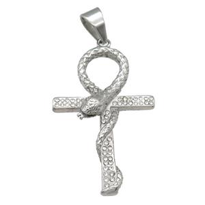 stainless steel snake cross pendant, approx 34-52mm