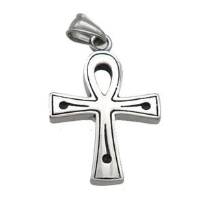 stainless steel Ankh Cross pendant antique silver, approx 27-35mm