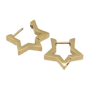 stainless steel Latchback Earring, star, gold plated, approx 17-18.5mm