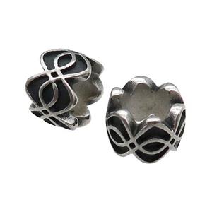 Stainless Steel tube Beads, antique silver, approx 11mm, 6mm hole